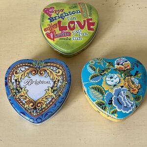 Brighton Heart Shaped Tin Jewelry Holder.  Set of 3.